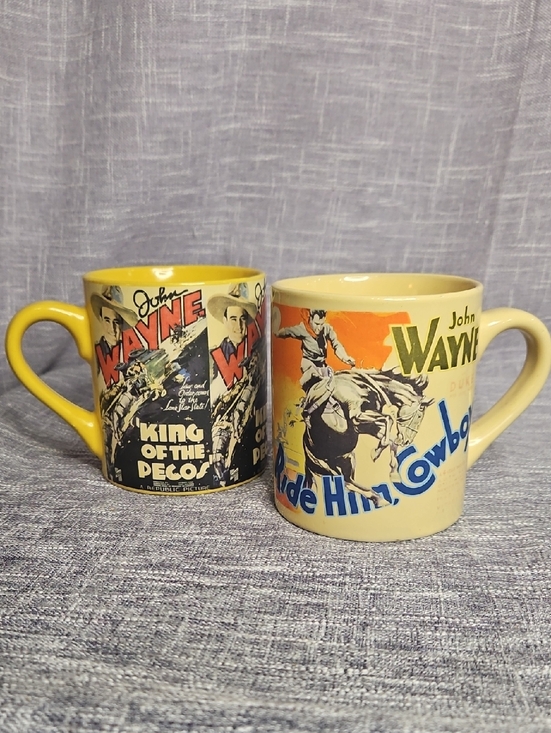Radio Days Other - John Wayne Vintage 1980s "Radio Days" Movie Poster Ceramic Mug Set